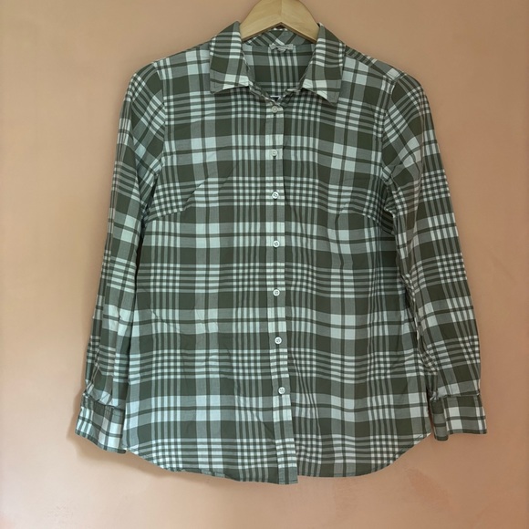 Talbots Tops - Talbots Women’s Green Plaid Cotton Button Up Shirt S Preppy